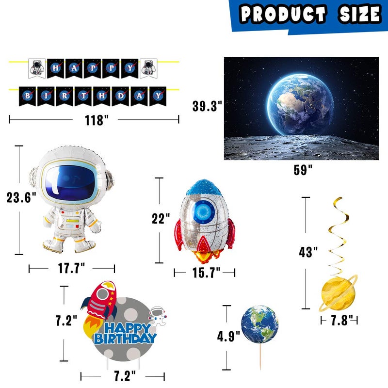 DMIGHT Outer Space Party Supplies, 87Pcs Party Decorations - Rocket Balloons, Solar System Swirl Decorations, Cupcake Toppers, Astronaut Birthday Banner, Backdrops - Image 3